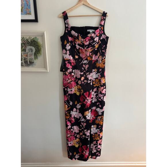 KAY UNGER Nicole Column Gown in Saffron Black Size 10 - Picture 3 of 9